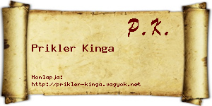 Prikler Kinga névjegykártya